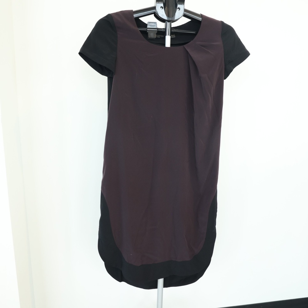 AllSaints Lacyn Dress Size Us 2 Plum/Black Colorblock Hi Low Short Sleeve Tunic